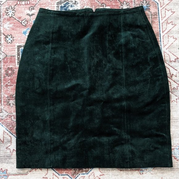 Savannah Leather Suede Emerald Green Mini Skirt Size 6 - Picture 1 of 12